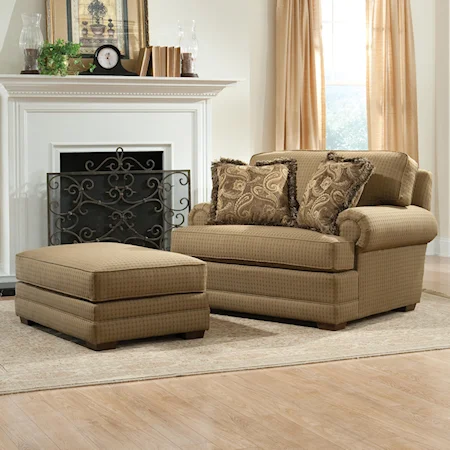 Upholstered Chair and a Half and Ottoman Set